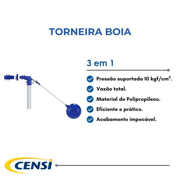 Torneira Boia Vazão Total 3 em 1 (1/23/41)  Censi