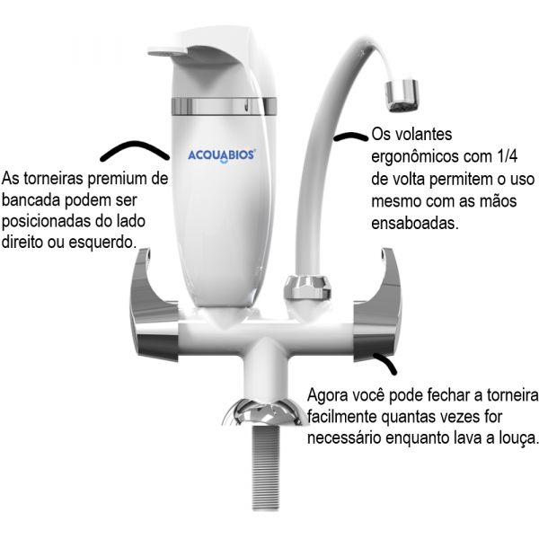 Torneira Branca Cromada Acquabios
