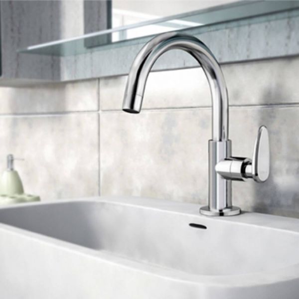 Torneira de Mesa Cromada Bica Alta para Banheiro Allure Viqua