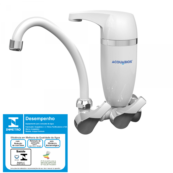 Torneira de Parede Acqua Premium Branca Cromada com Filtro Acquabios