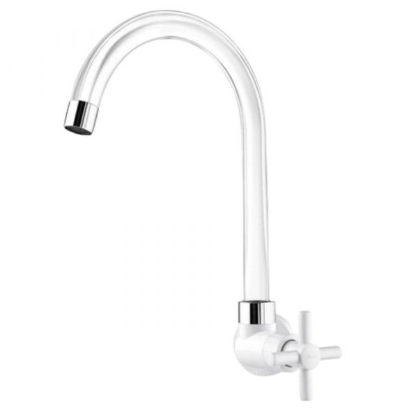 Torneira de Parede Bica Móvel para Cozinha Fienza Cristal Branco Viqua 