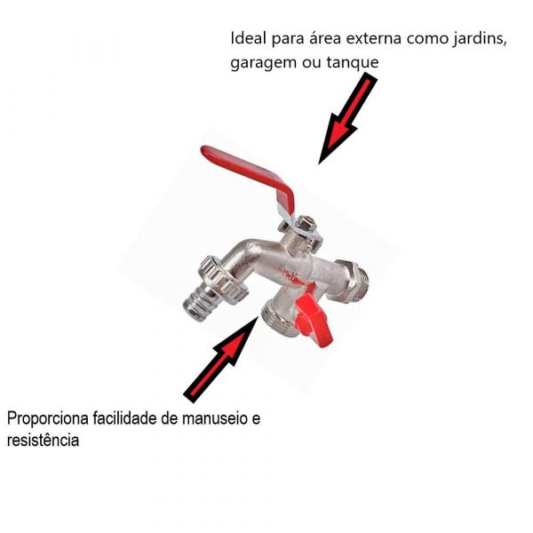 Torneira Esfera Dupla Tanque-Máquina 1/2