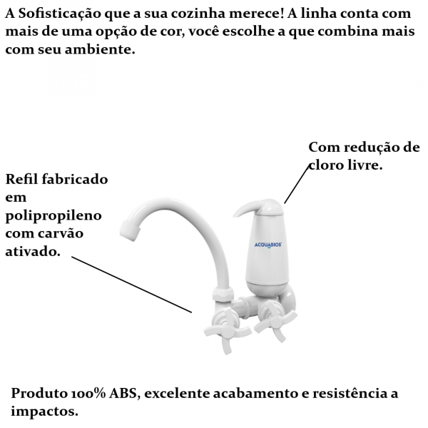 Torneira Filtro Bica Móvel Branca Quadriseta Acquabios