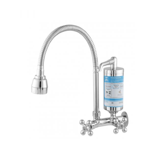 Torneira Gourmet Cozinha para Parede Giratória com Filtro ABS Pevilon