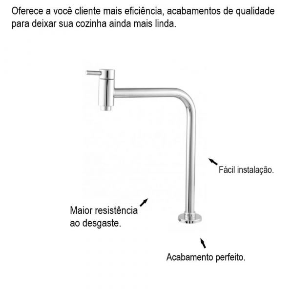 Torneira Lavatório ou Cozinha Com Arejador Fixo 1/2” Pevilon
