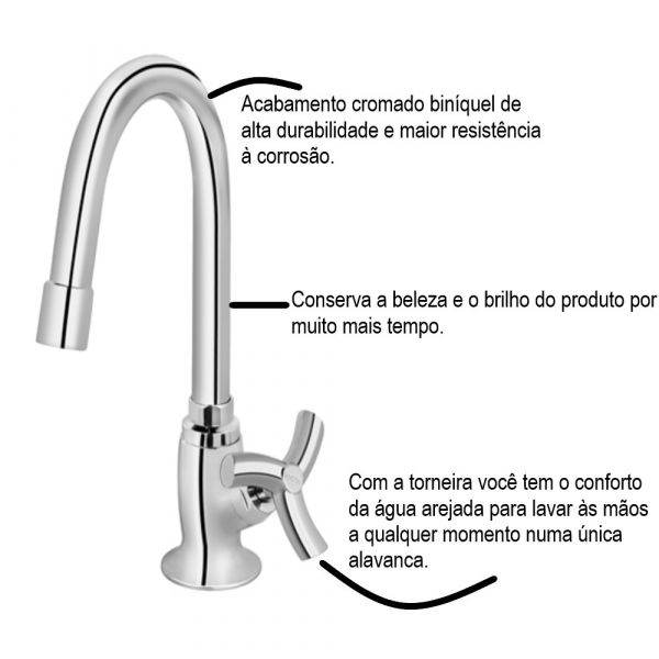 Torneira para Lavatório Bica Alta 1/2