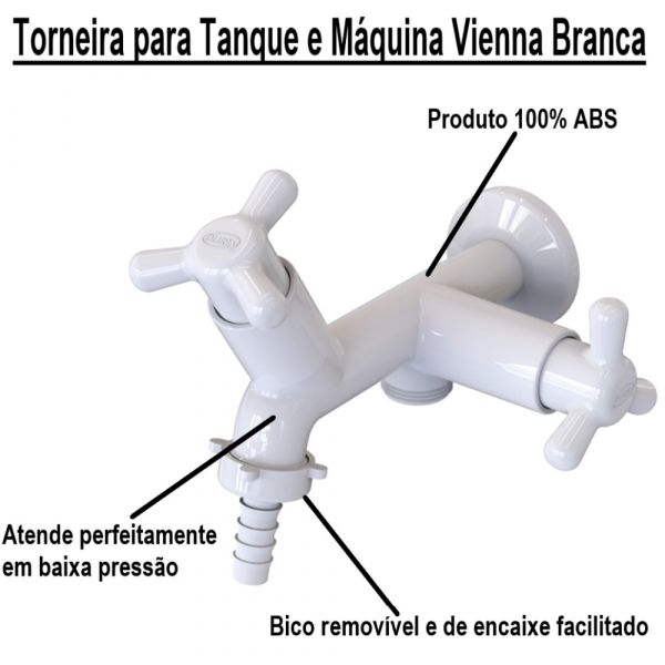 Torneira Tanque Máquina Vienna Convencional Branca