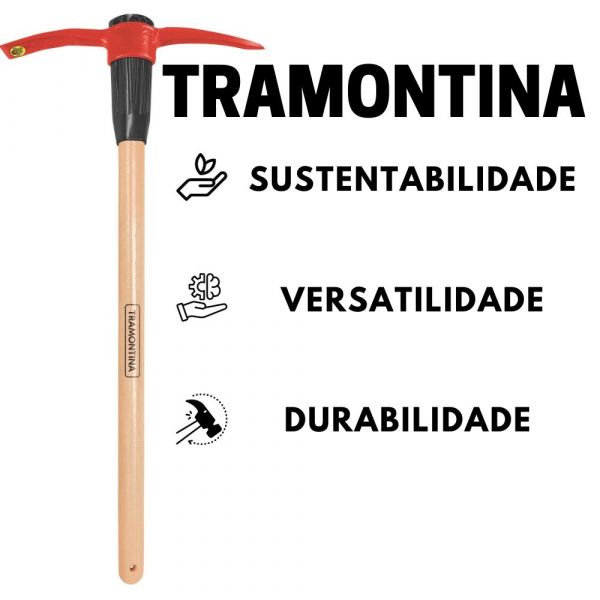 Picareta Estreita com Cabo de Madeira 90cm Tramontina