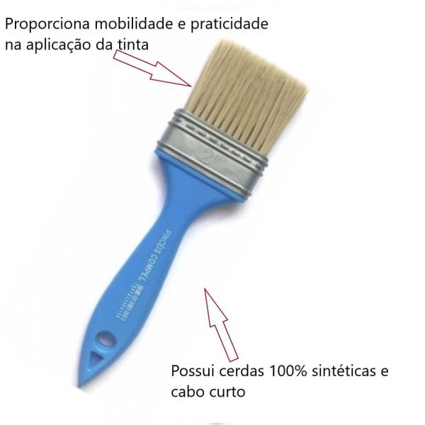 Trincha Sintética Branca Cabo Azul 2