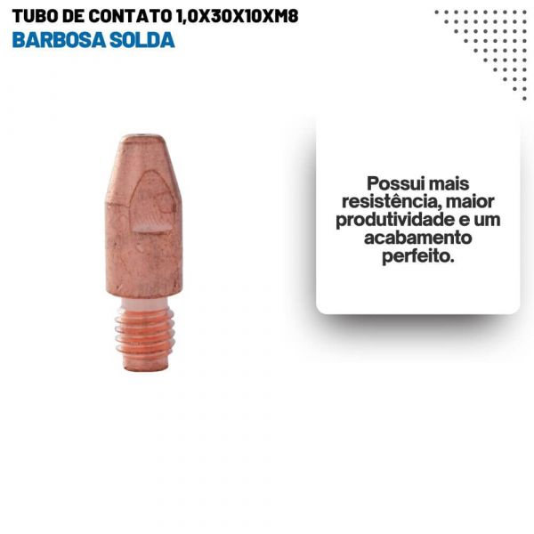 Tubo de Contato 1,0X30X10XM8 Barbosa Solda
