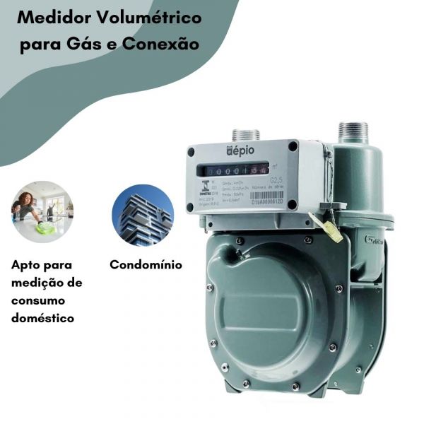 Medidor Volumétrico para Gás e Conexão 3/8
