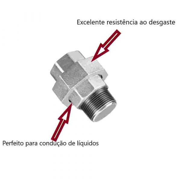 União Ferro Galvanizada com Assento Cônico Macho-Fêmea 1.1/2