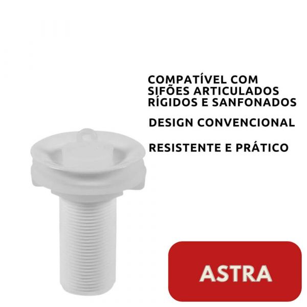Válvula Branca para Lavatório sem Ladrão e sem Unho Astra