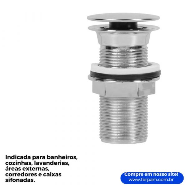 Válvula Click Cromada 1.1/4 Pol. com Tampa em Inox Astra