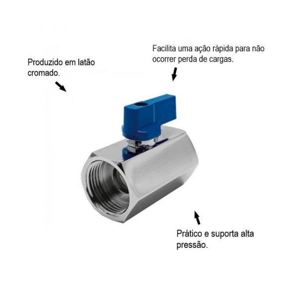 Válvula Esfera Mini 3/4 Bsp Latão Borboleta Pn16 Mga