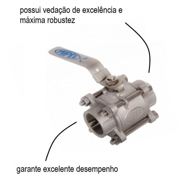 Válvula Esfera Tripartida 1000 Psi 3” Mipel