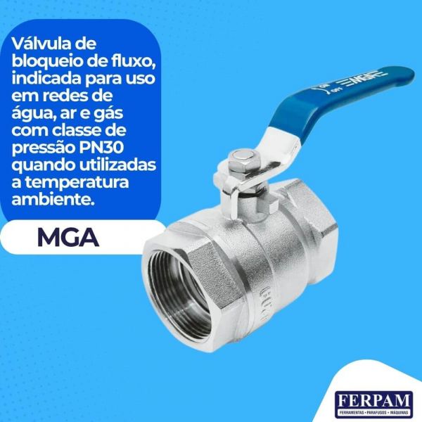 Válvula Esfera Tripartida 1/4” PP 435 Psi Mga