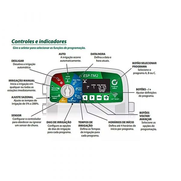 Controlador ESP-TM2 6 Estações 230V Wifi Rain Bird