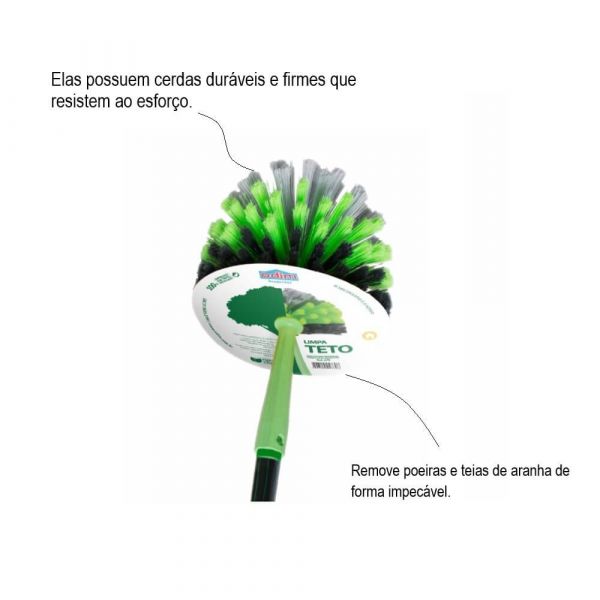 Vassoura Limpa Teto Multicolor 2m x 22mm Com Cabo Verde Odim