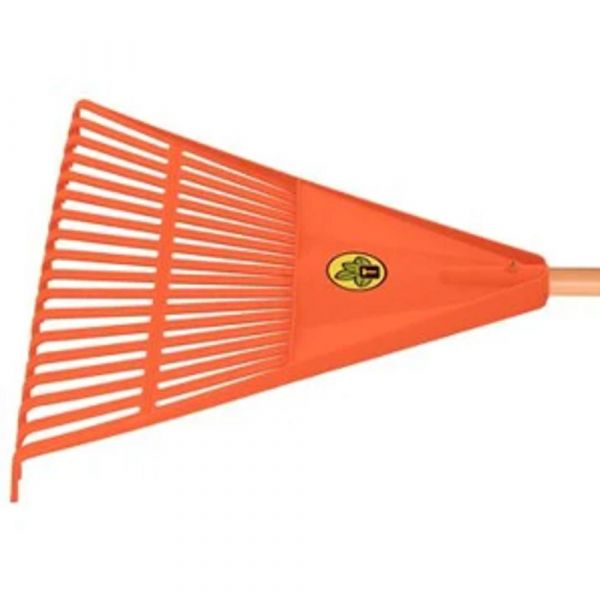 Vassoura Plástica Laranja com 18 Dentes e Cabo de Madeira 120cm Tramontina