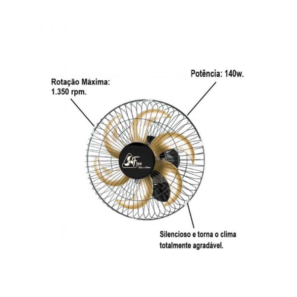 Ventilador de Parede Free 40 cm Preto Venti-Delta