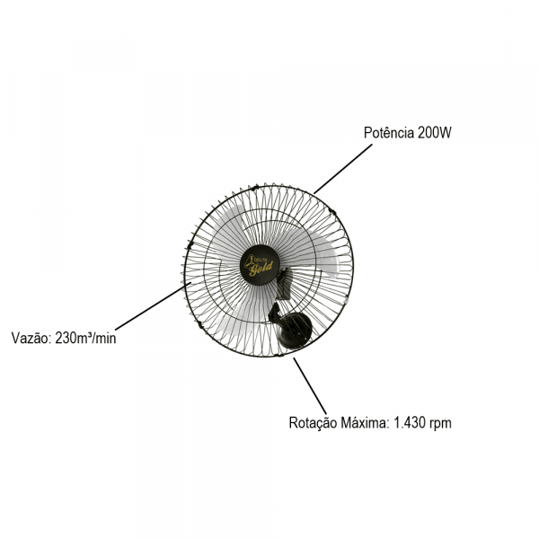 Ventilador de Parede Preto 60 cm Bivolt Venti Delta Ventura Gold