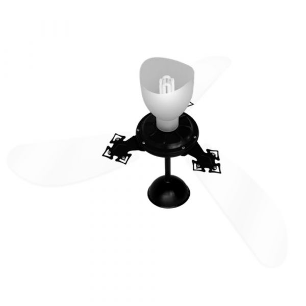 Ventilador de Teto New Cristal Light 220V 3 Pás Transparente/Preto Venti Delta