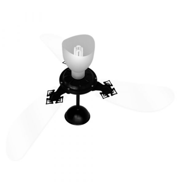 Ventilador de Teto New Cristal Light 220V 3 Pás Transparente/Preto Venti Delta