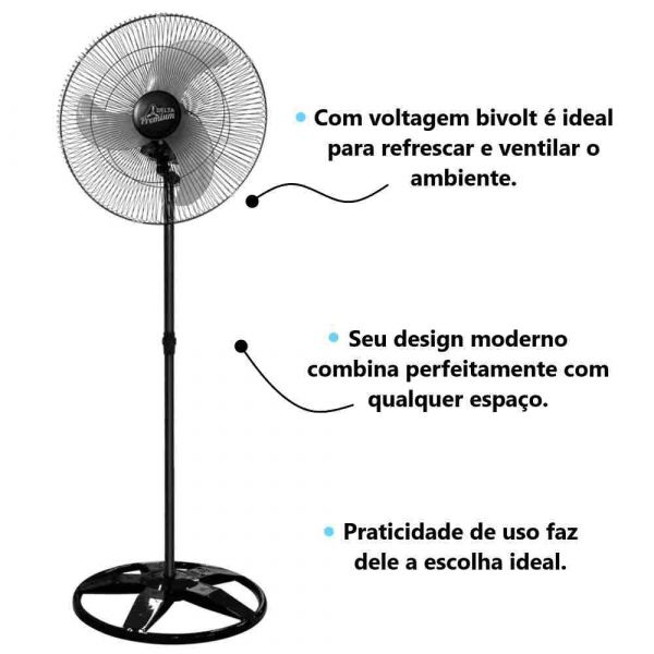 Ventilador Premium Coluna Preto Bivolt 60cm Venti-Delta