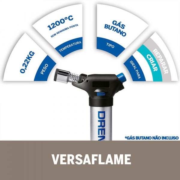 Versaflame Mini-Maçarico a Gás com 7 Acessórios